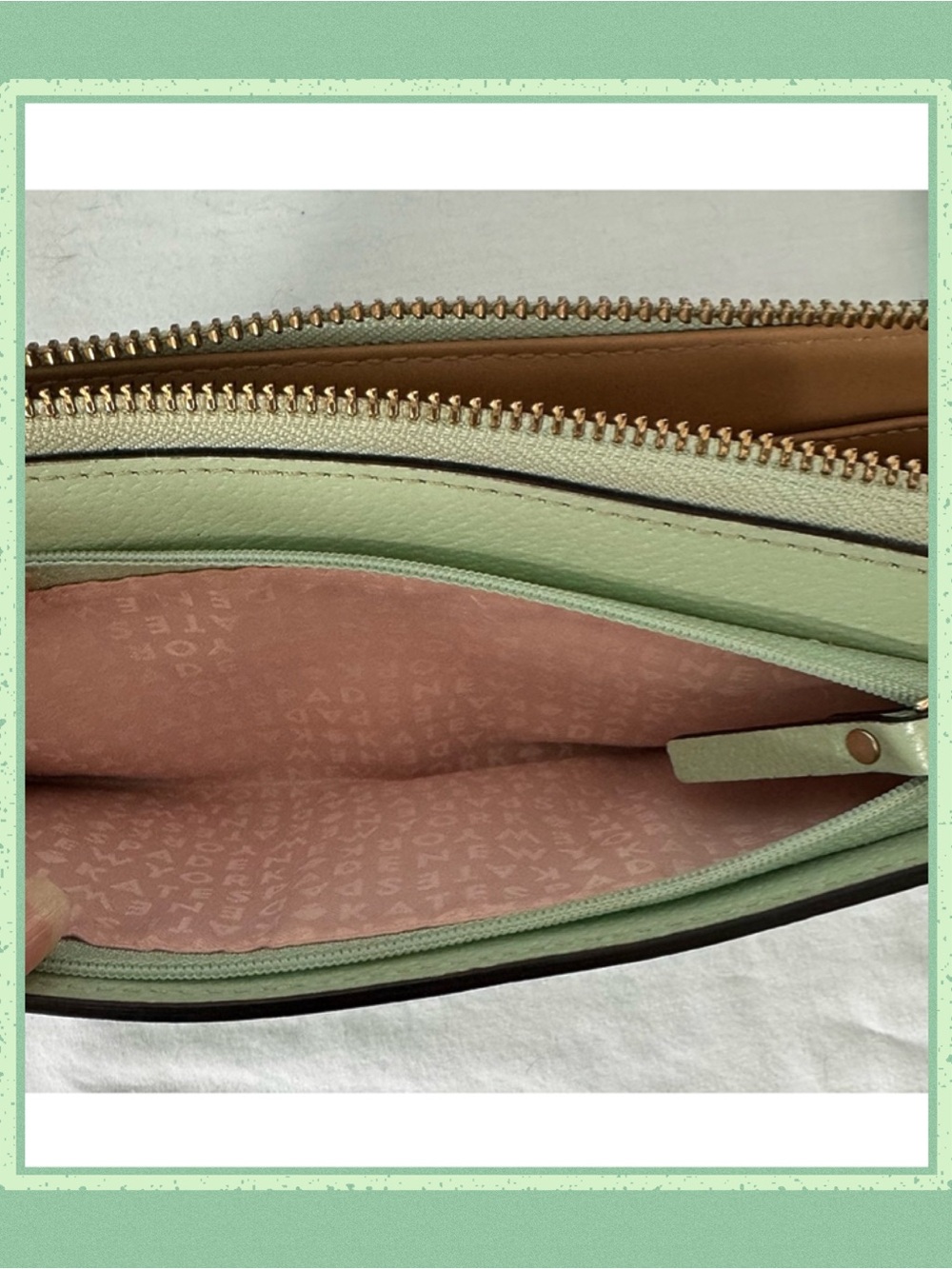 kate spade Wellesley Layton Mint Green Pebbled Leather Wallet • Like New - Picture 4 of 5